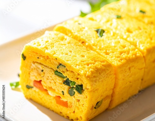 Japanese Tamagoyaki Rolled Omelet Close-up