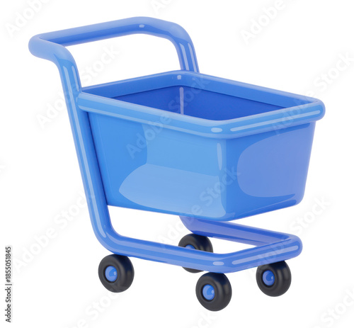 Creative 3D Shopping Basket with Four Wheels for E-commerce and Retail Shopping