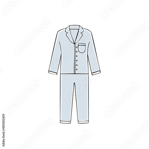 Pajamas illustration set of sleepwear for restful night single line drawing