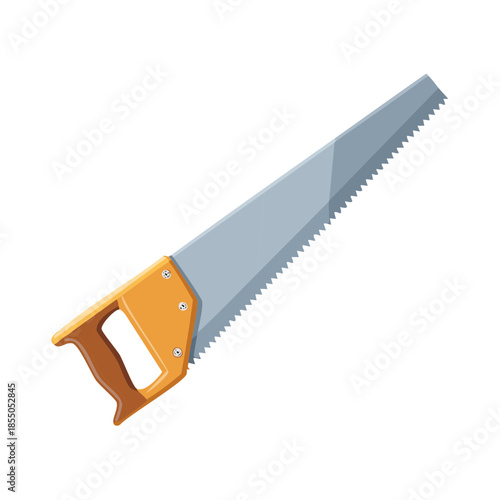Hand Saw Isolated Illustration, Woodworking Tool with Handle and Blade for Carpentry and Construction Projects