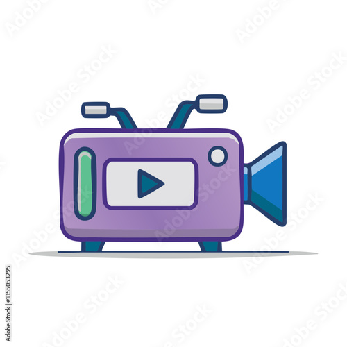 Vintage Purple Camcorder Illustration, Film Production, Video Recording Device, Old-Fashioned Equipment, Movie Making