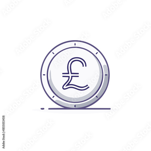 Pound coin vector icon illustration representing British currency or financial investment