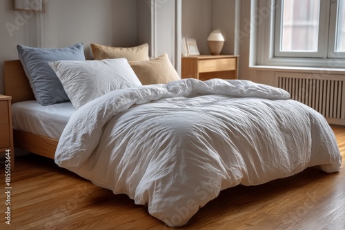 double bed in hotel room