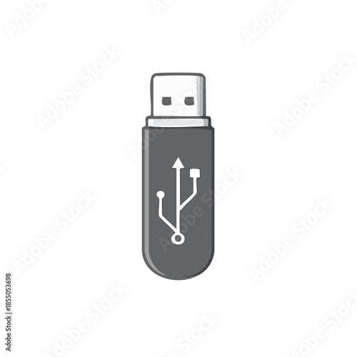 USB Drive Clip Art Illustration, Simple Portable Memory Device, Data Storage Solution, Digital Information, External Hardware for Computers