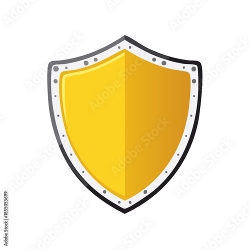 Golden shield emblem for protection, security, safety icon illustration clip art