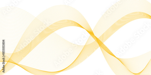 Modern Abstract Golden Flowing Wave Lines Vector Featuring Smooth Curves, Gradient Movement and Layered Transparency on White Background for Creative and Corporate Design