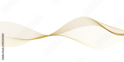Abstract Gold Flowing Wave Lines on Clean White Background with Smooth Curves, Gradient Motion and Layered Transparency for Elegant Corporate, Creative and Digital Design