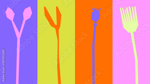 Colorful paper cut flowers arranged in a tiled composition. Playful botanical collage for backgrounds, packaging and branding.