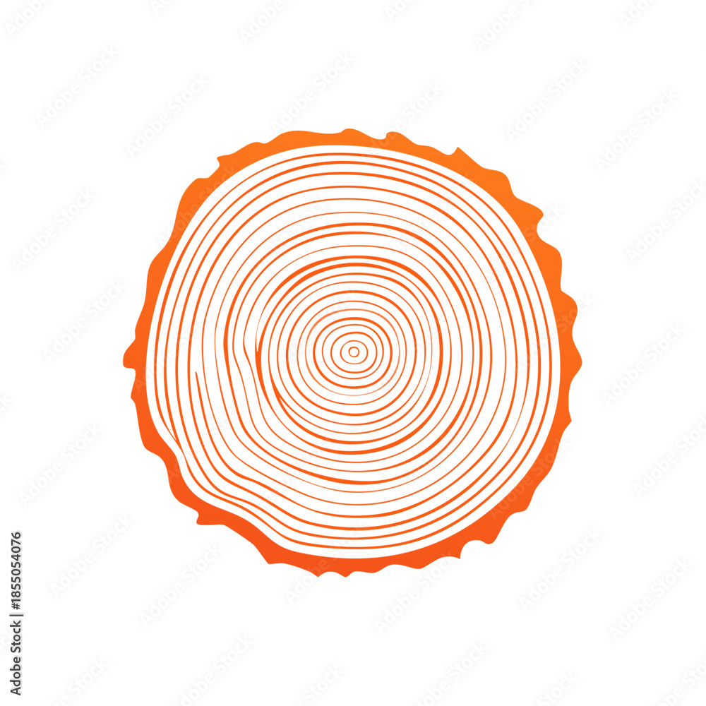 Fototapeta premium Orange Tree Trunk Cross Section with Growth Rings Symbolizing Time and Age