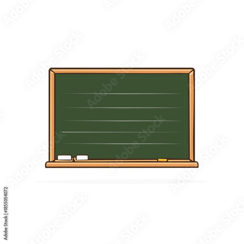 Green Chalkboard with Chalk Pieces Ready for Lessons in School or Office Classroom Education