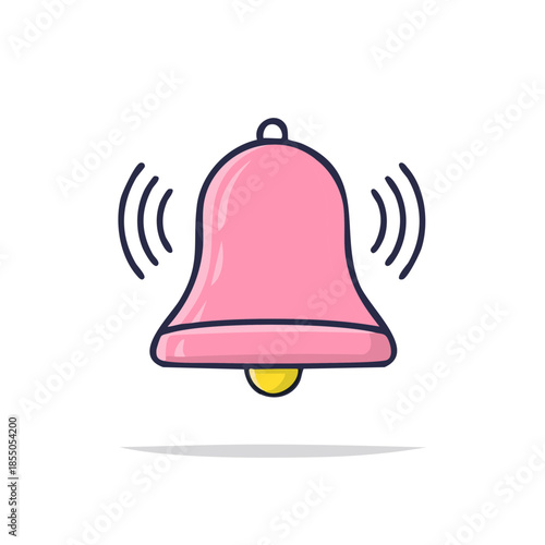 Pink Ringing Bell Simple Illustration Alert Notification Ringer Call Announcement Sound Symbol Sign
