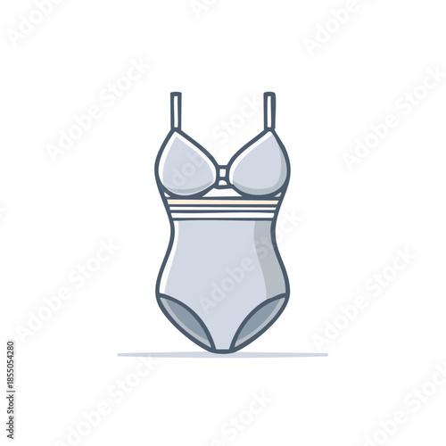 One Piece Swimsuit Icon Simple Modern Illustration Women's Active Swimwear Clothing