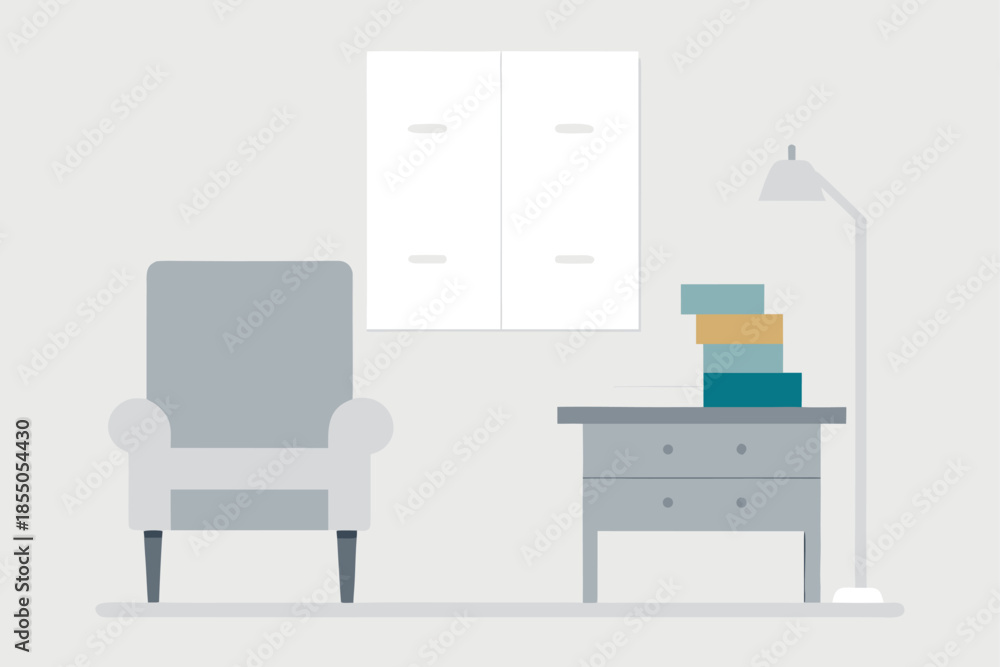 Fototapeta premium A Study with White Shiplap Walls and Oak Desk