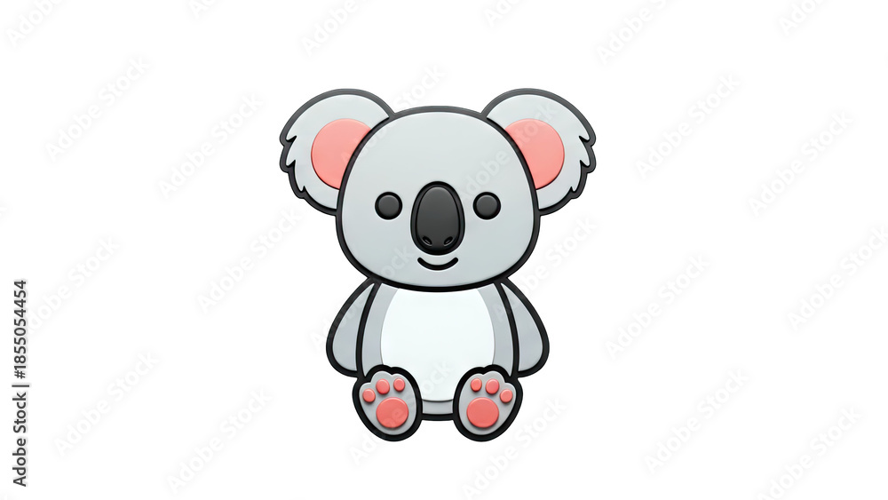 Naklejka premium 3D Cute Cartoon Koala Illustration on transparent background