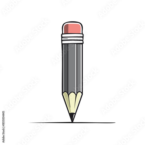 Drawing with a Grey Pencil An illustration of a pencil with a pink eraser making a line on white paper