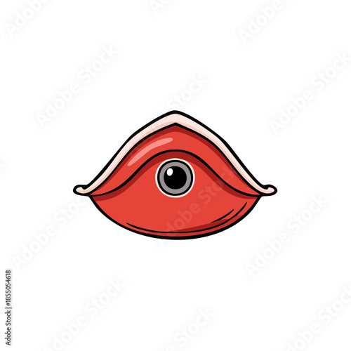 Surreal Mouth with Central Eye a Whimsical Symbol a Cartoonish Oddity for Unique Graphic Designs and Creative Projects