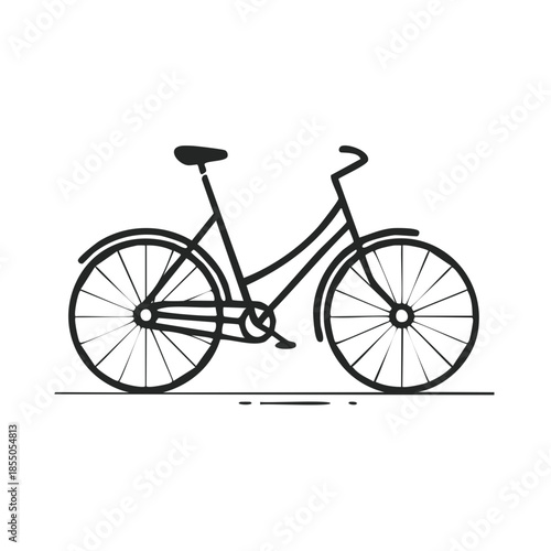 Vintage Bicycle Illustration Simple Design Cycling Transportation Vehicle Line Art