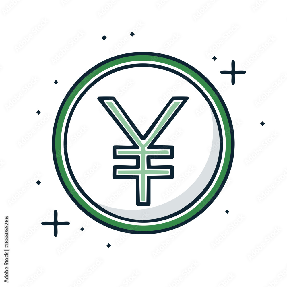 Fototapeta premium Yen Coin Illustration, Finance and Economy: Single Yen Icon in Circular Currency Representation