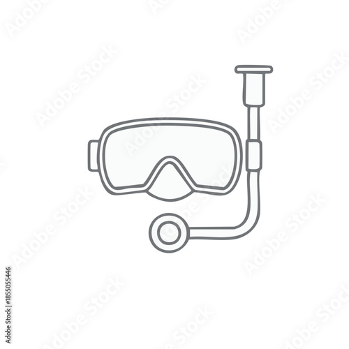 Snorkel Gear Outline for Water Sports Adventures Underwater Swimming Icon Style Line Art Illustration