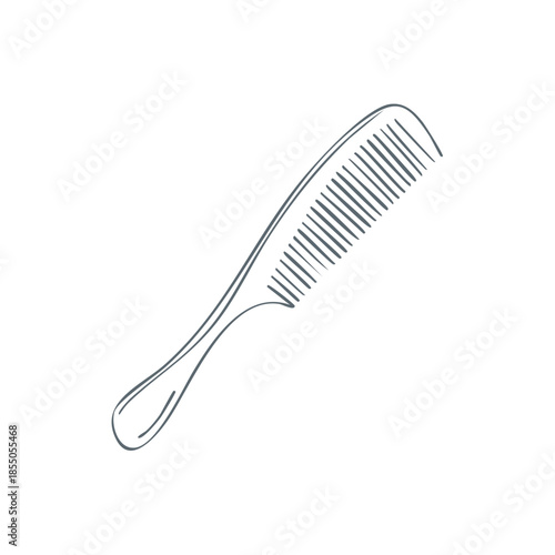 Isolated comb design, graphic tool, sketch illustration for hair care, style and beauty