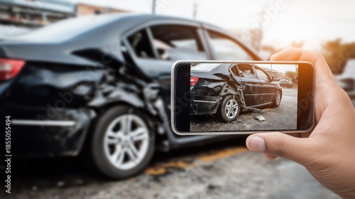 Car Accident Documentation Using Smartphone – Vehicle Insurance Claim Concept