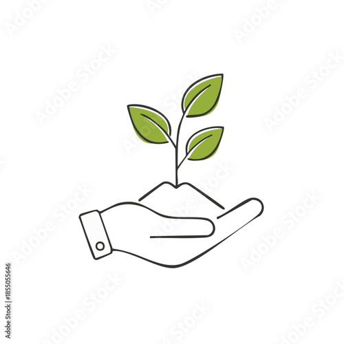 Hand Holding Growing Plant Seedling New Life Symbol Organic Farming Horticulture