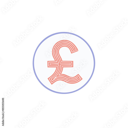 Stylized British Pound Sterling Symbol in Circle: Currency Graphic for Finance, Economy, and International Trade