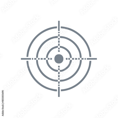 Gray Crosshair Icon with Concentric Circles, Aiming Target Symbol for Precision and Focus