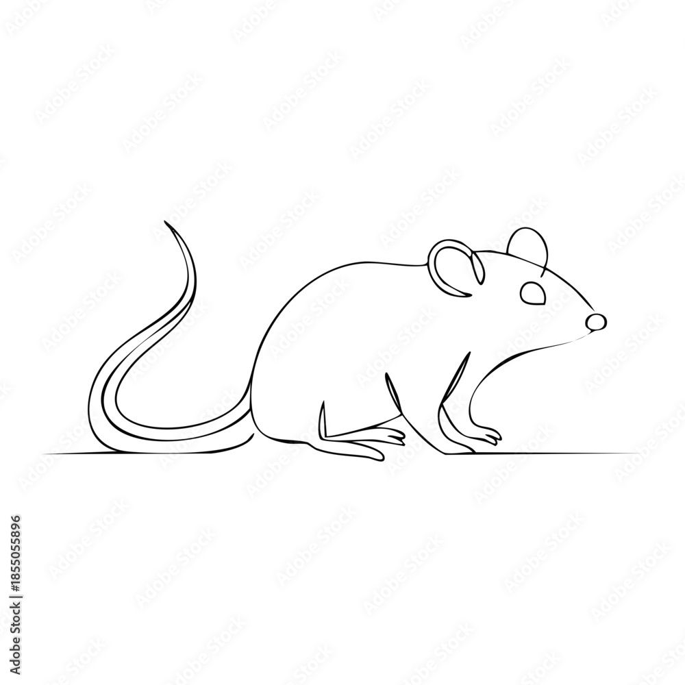 Obraz premium Minimalist Line Art Mouse Illustration Simple Continuous Drawing Style