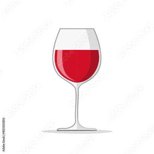 Elegant Wine Glass Filled with Rich Red Wine: Simple Still Life Illustration