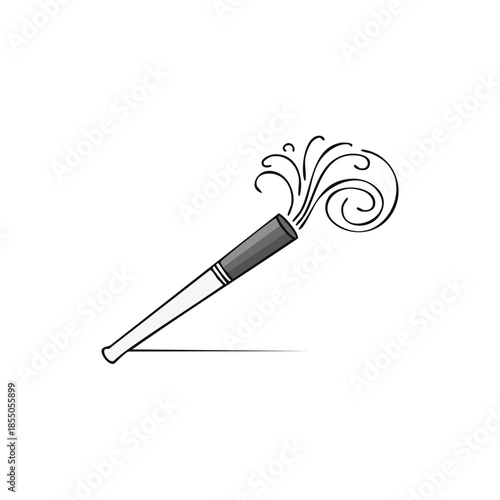 Smoking Pipe Emitting Smoke Curl Illustrations on White Background Tobacco Use Addiction Nicotine