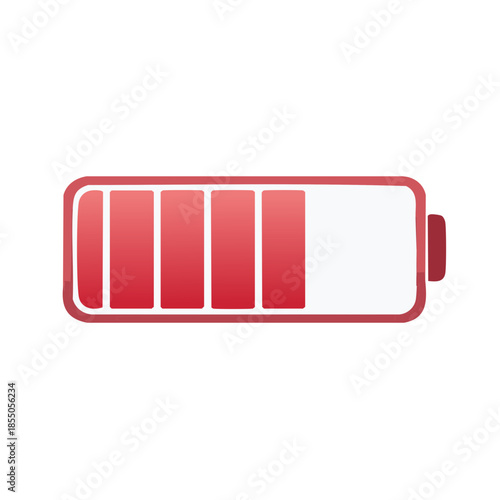 Low Battery Symbol with Partial Charge Indicator in Red Gradient Design