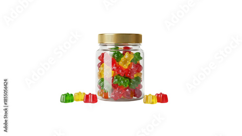 Jar of gummy bears isolated on Transparent Background