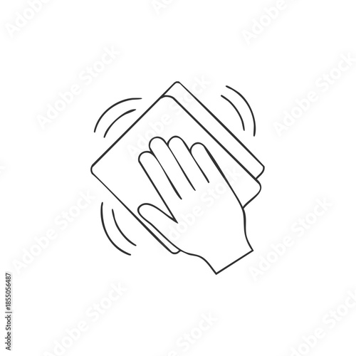 Hand Wiping Surface with Cloth in Sketch Style Cleaning Motion