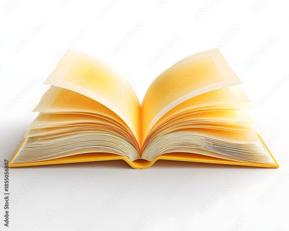 Fototapeta premium Open yellow book with blank pages ready for creative writing or notes