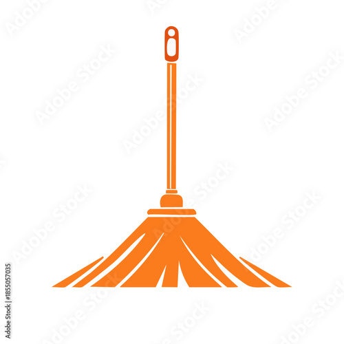 Orange Mop Icon Simple Cleaning Tool for Floors in Home or Office Equipment Housekeeping