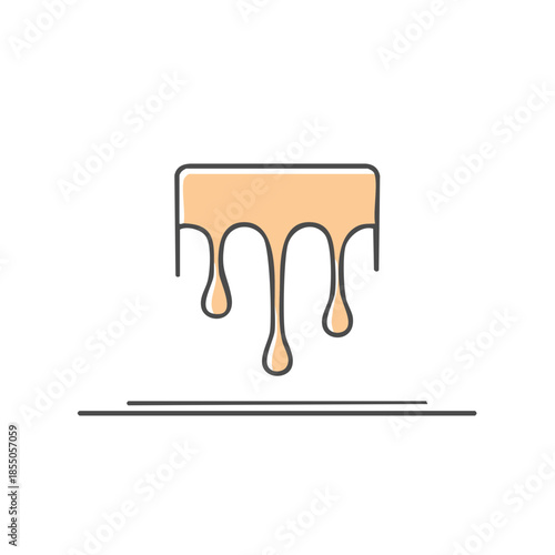 Cream Drip Icon, Outline. Smooth, Sweet Treat Melt Illustration. Food Droplet, Flowing Texture. Vector Graphic
