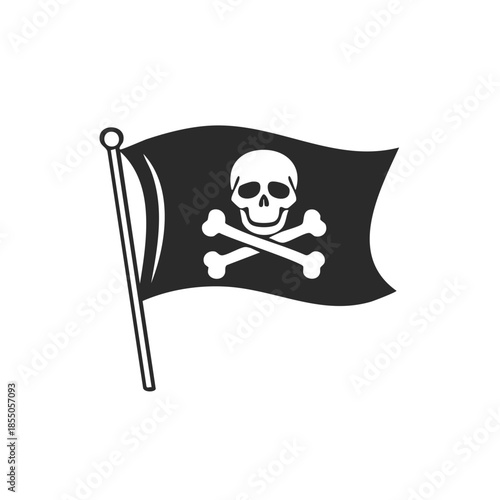 Pirate Flag with Skull and Crossbones Symbolizing Danger and Adventure