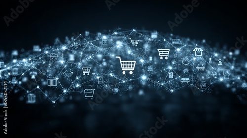 A futuristic blue digital background featuring fiber optics with glowing light spots and abstract binary code representing global data communication and high-tech internet connectivity