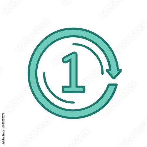 Recurring Event Reminder Icon with Number One and Circular Arrow Indicating Repetition