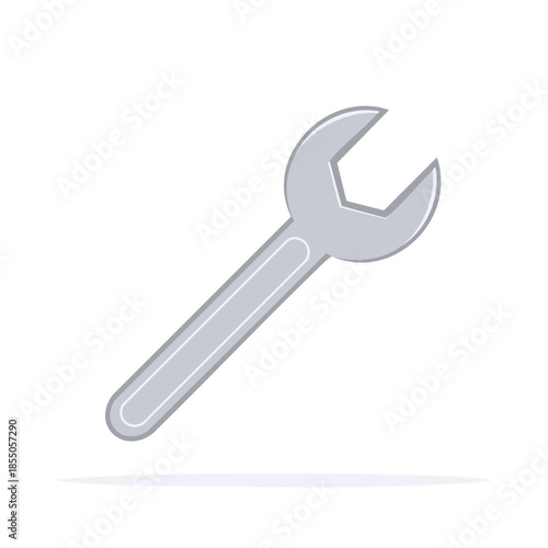 Illustration of a metal wrench tool for mechanic work or home repair. Simple design of a spanner for tightening bolts.