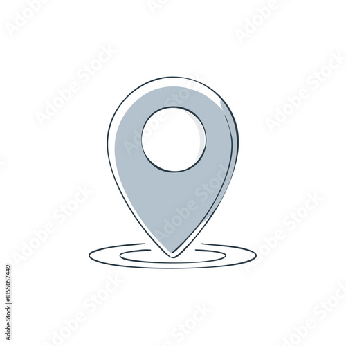 Sketch style geolocation pointer marker map pin representing travel destinations and navigation tracking on the digital network