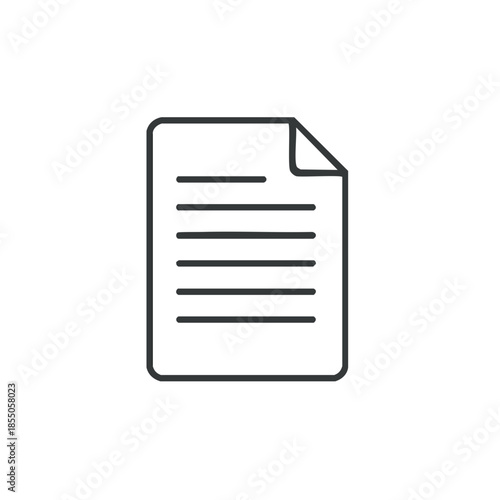 Clean line art style document icon with a curled corner for business communication and digital data management processes