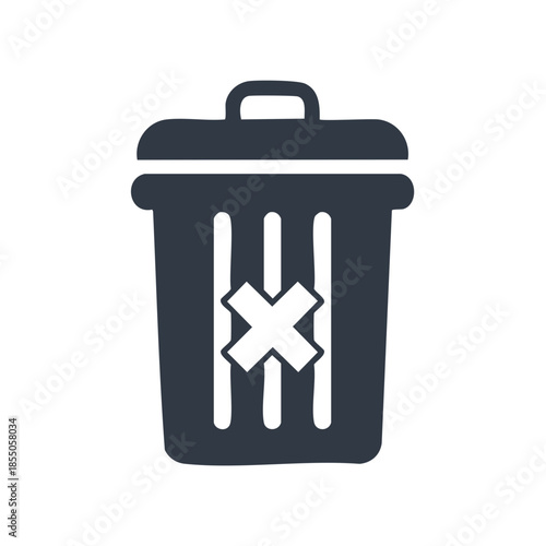 Recycling Bin Icon: Crossed Out, Trash Can Symbol for Deletion or Waste Management