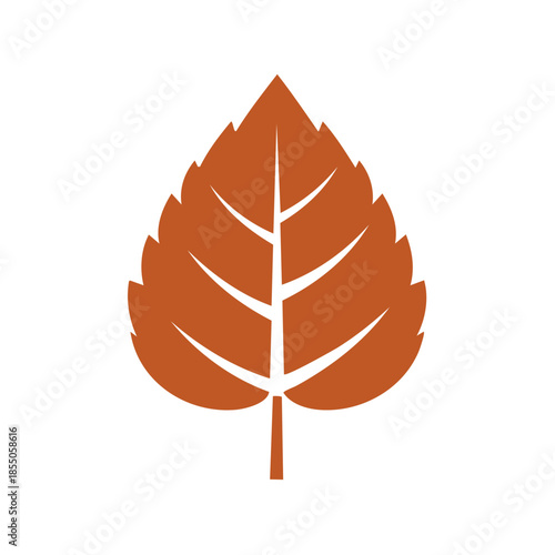 Autumnal Leaf Icon Graphic Illustration, Single Element Design of Fall Foliage in Brown Color