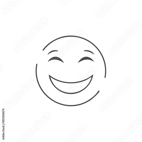 Simple Line Drawing of Smiling Face Emoji with Closed Eyes and Wide Smile