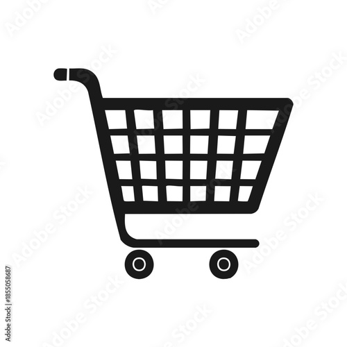 Shopping Cart Vector Illustration Simple Black Outline for Retail and E-commerce Needs