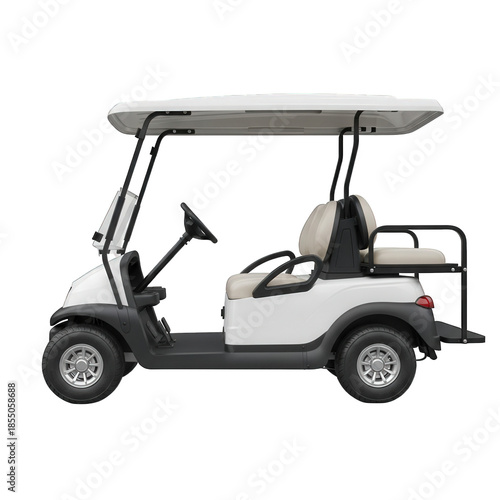 White golf cart isolated on transparent background