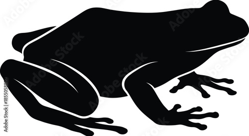 Frog Silhouette Vector Illustration on White Background