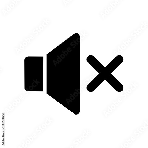 Mute sound notification icon for silenced audio setting with volume control symbol